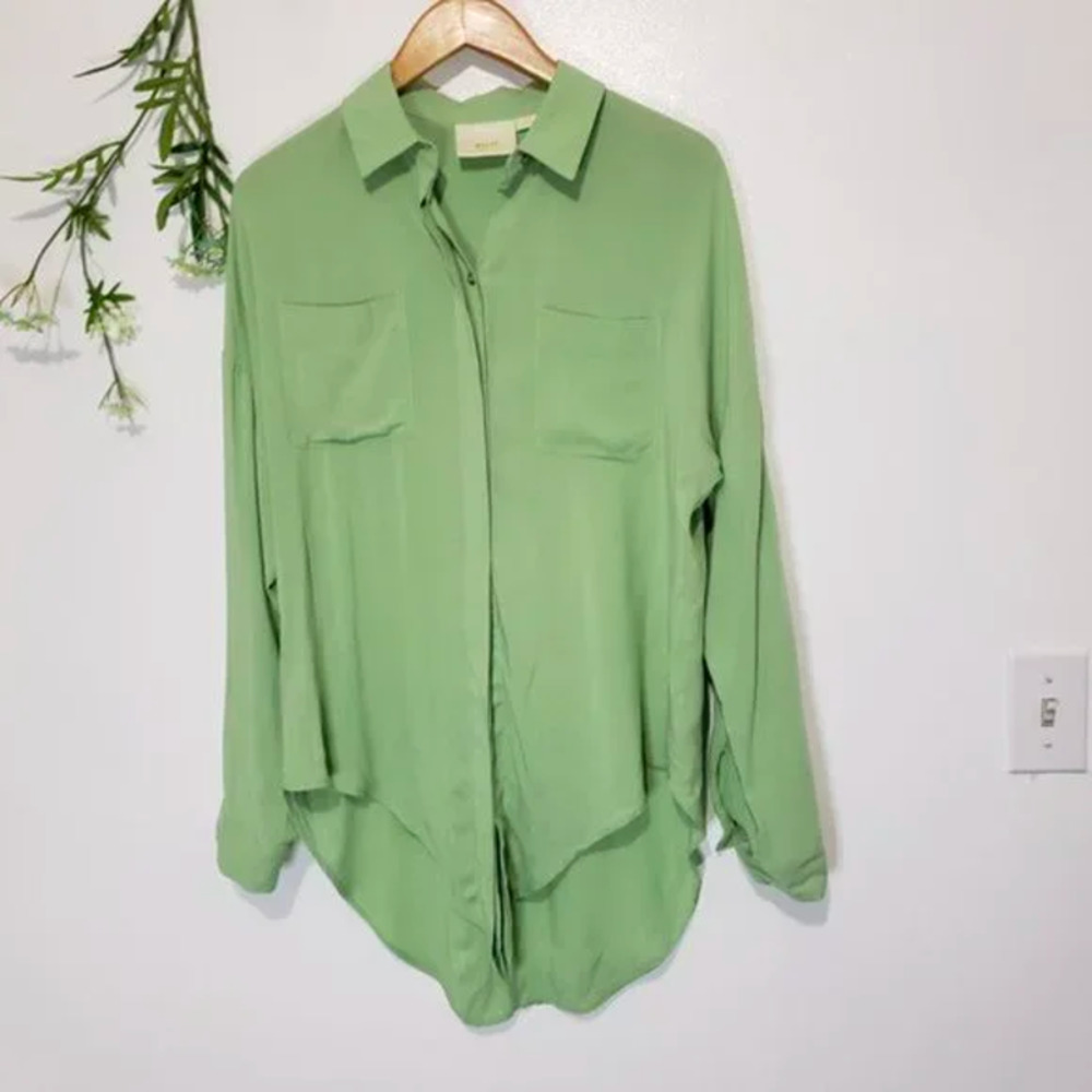 ANTHRO MAEVE sandbridge button down hi-lo tie top S - Picture 6 of 7